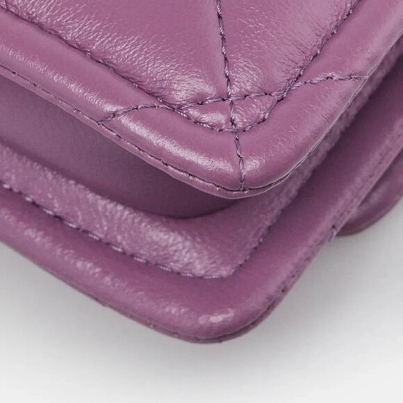 Chanel Purple Quilted Lambskin Shiny Lambskin Quilted Extra Mini Flap - Picture 4 of 11
